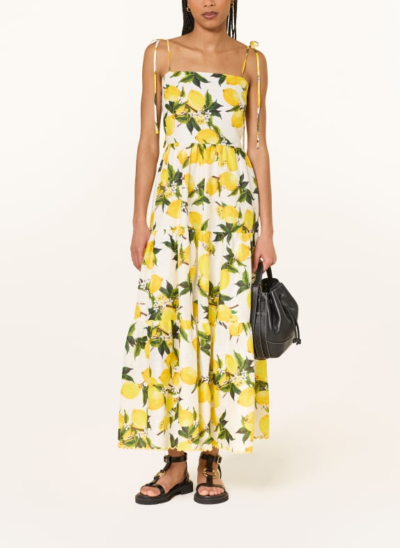 MRS & HUGS plátěné šaty KRÉMOVÁ / ŽLUTÁ / ZELENÁ