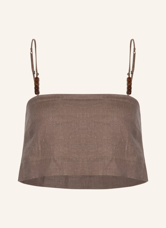 FAITHFULL THE BRAND CHIANTI cropped top in linen DARK BROWN