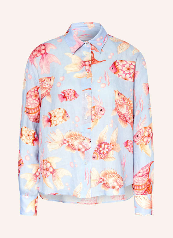 ROBERT FRIEDMAN Lněná košile TMAVĚ MODRÁ / SVĚTLE ČERVENÁ / TMAVĚ ORANŽOVÁ