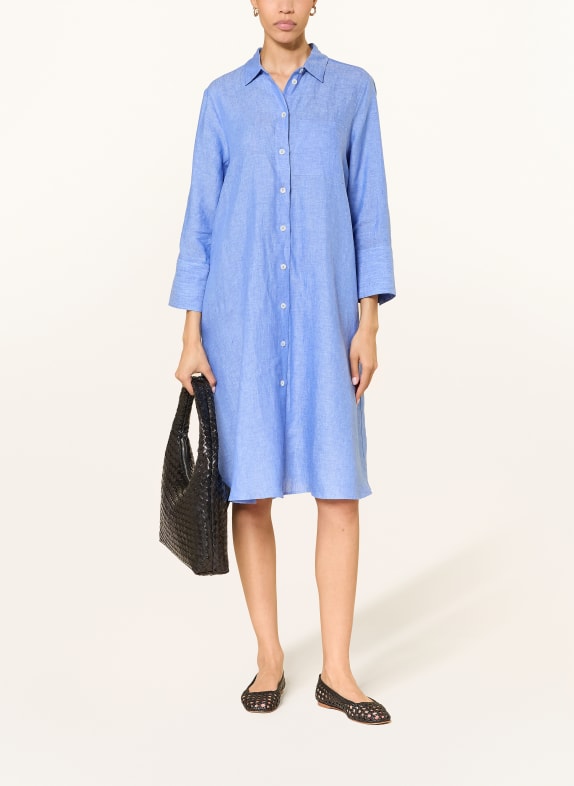 ROBERT FRIEDMAN Hemdblusenkleid aus Leinen BLAU