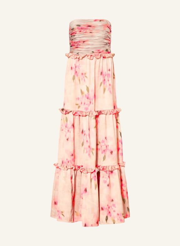 ADRIANNA PAPELL Suknia wieczorowa z falbanami RÓŻOWOZLOTY / BRĄZOWY / MOCNORÓŻOWY