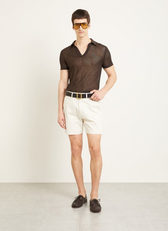 TOM FORD Gebreid poloshirt met zijde MARRON FONCÉ
