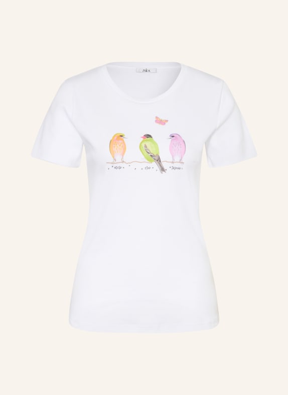 ZAÍDA Tričko s ozdobnými kameny BÍLÁ / ORANŽOVÁ / ZELENÁ