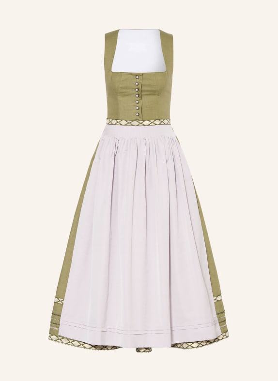 SPORTALM Dirndl s lnem KHAKI / KRÉMOVÁ / SVĚTLE FIALOVÁ