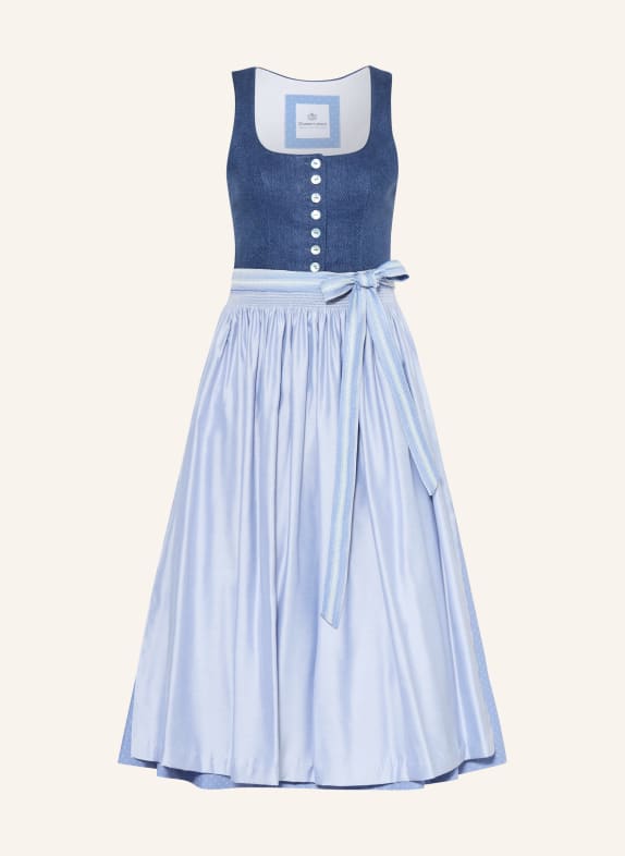 Hammerschmid Dirndl KOFLERSEE z lnu TMAVĚ MODRÁ / ČERNOŠEDÁ / TMAVĚ MODRÁ