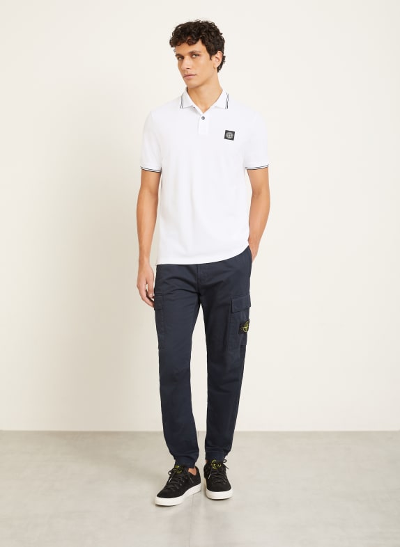 STONE ISLAND Piqué poloshirt WIT / ZWART