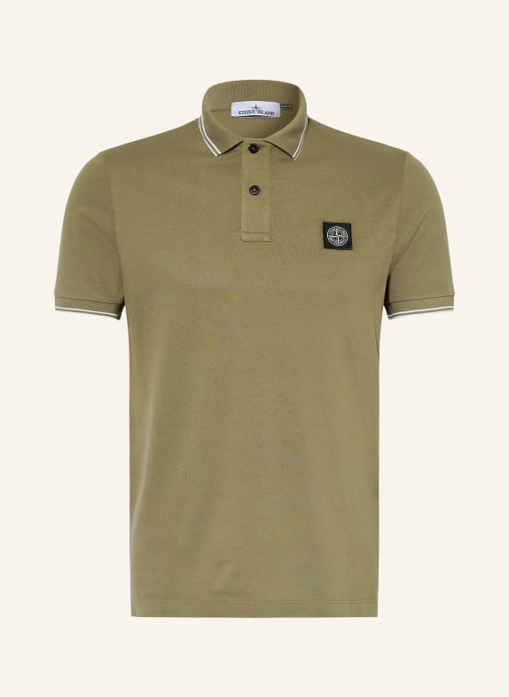 STONE ISLAND Piqué-Poloshirt OLIV / WEISS / SCHWARZ