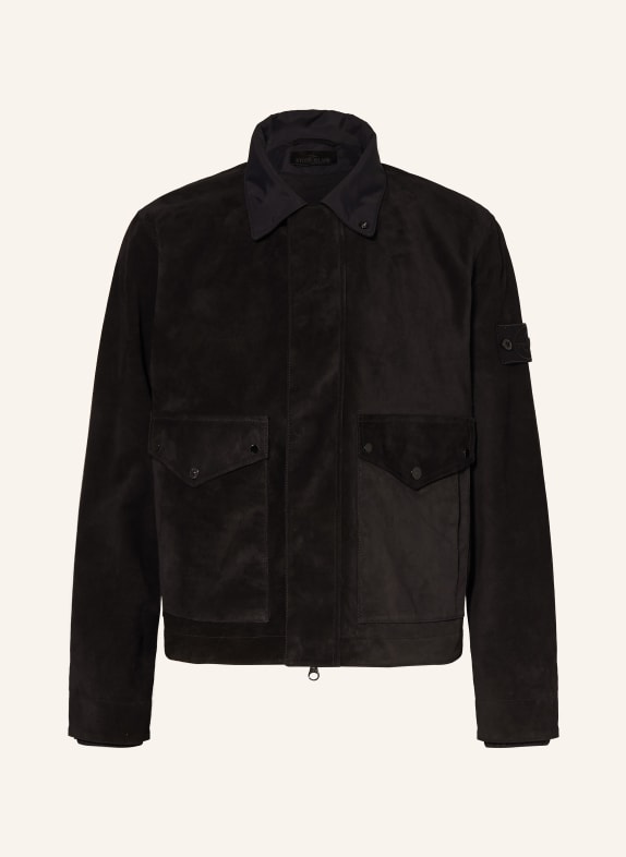 STONE ISLAND leather jacket BLACK