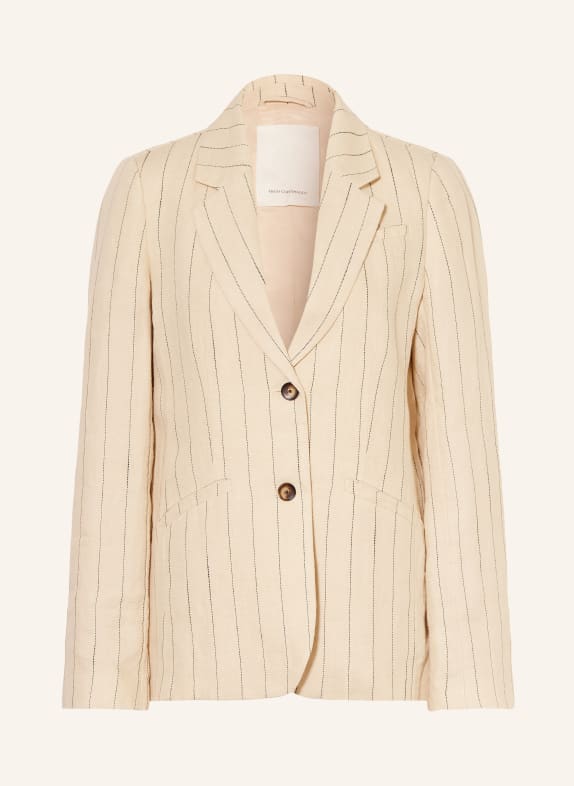 MSCH COPENHAGEN Linen blazer MSCHCLARITTE ECRU / BLACK