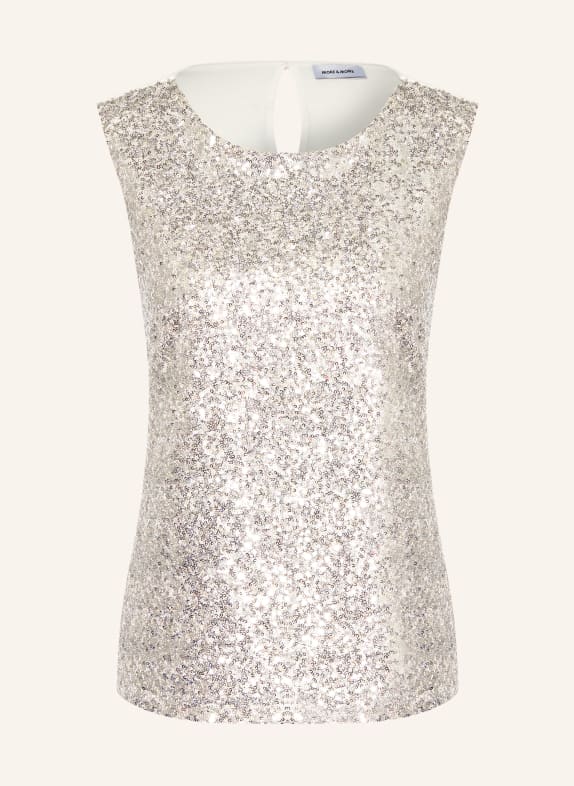 MORE & MORE Sequin top SILVER / WHITE