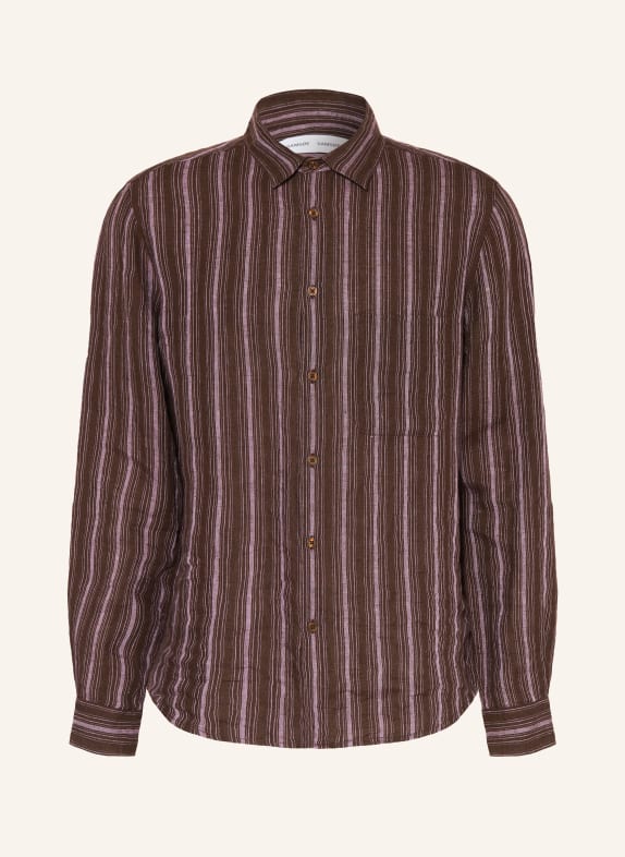 SAMSØE  SAMSØE SARYAN Comfort Fit linen shirt DARK BROWN / PURPLE