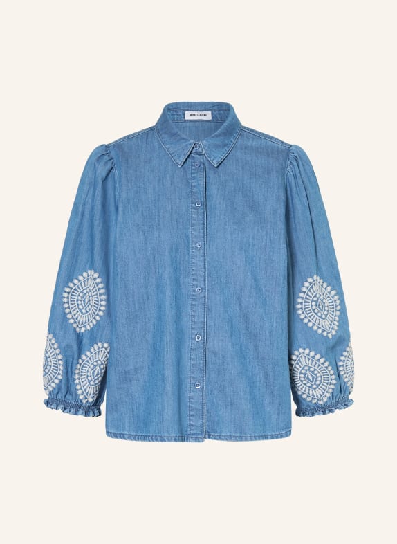 MORE & MORE Chemisier en jean à manches 3/4 BLEU / BLANC