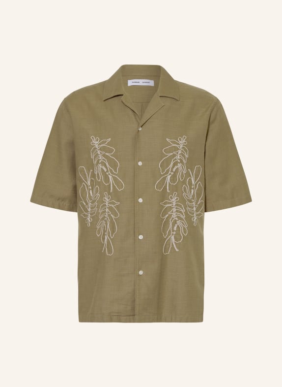 SAMSØE  SAMSØE Resorthemd SAOSCAR Comfort Fit KHAKI / WEISS