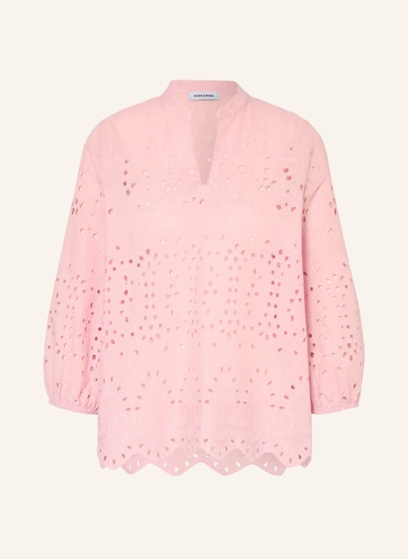MORE & MORE Blouse van opengewerkte kant met 3/4-mouwen ROSÉ