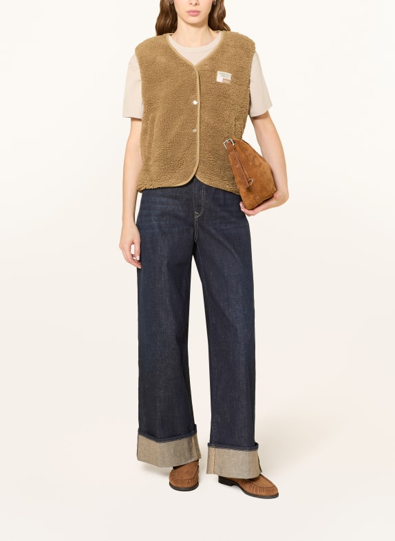 darling harbour Teddyfellová vesta LIGHT BROWN