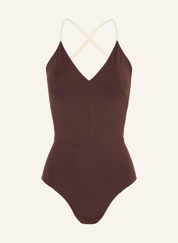 MYMARINI SUMMERSUIT reversible swimsuit with UV protection DARK BROWN / CREAM / LIGHT PURPLE