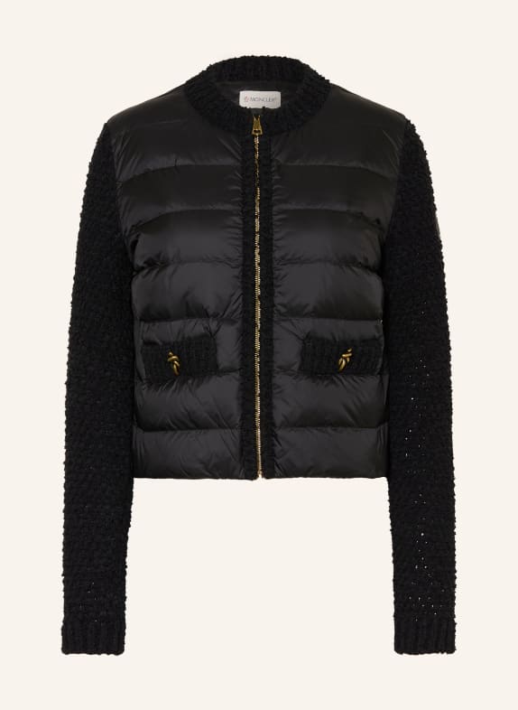 MONCLER Lightweight-Daunenjacke im Materialmix SCHWARZ