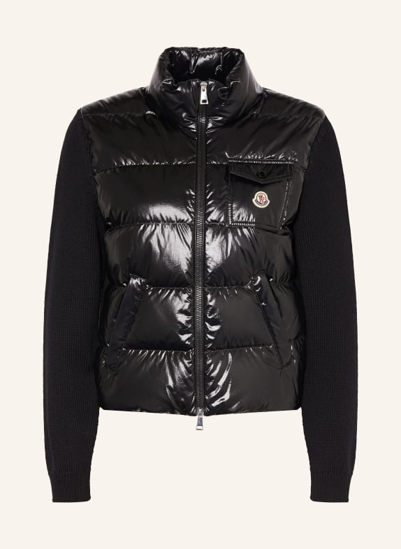 MONCLER Strickjacke im Materialmix SCHWARZ
