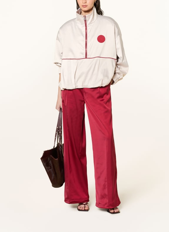 GESTUZ Satin broek BXGRICKY met galonstrepen DONKERROOD