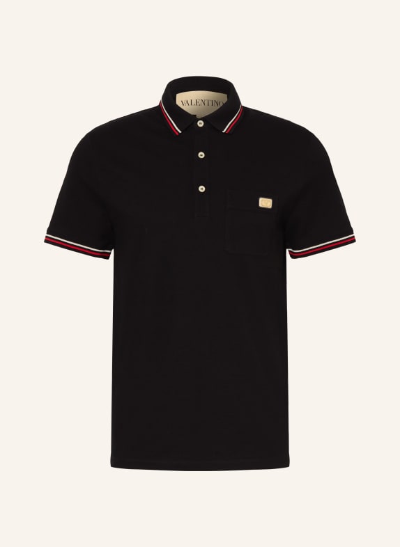 VALENTINO Piqué-Poloshirt SCHWARZ / ROT / WEISS