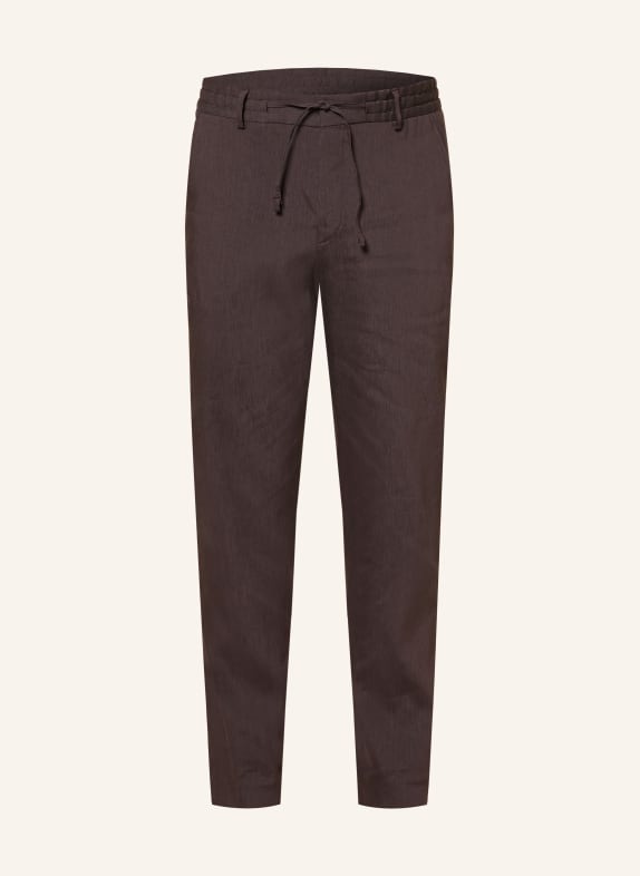 BOSS Chino PERIN Tapered Fit mit Leinen DUNKELBRAUN