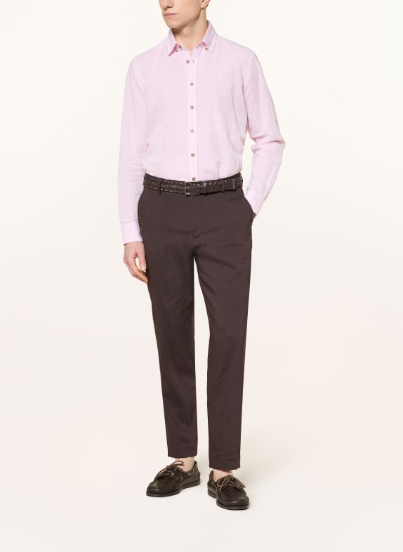 BOSS Chino PERIN Tapered Fit mit Leinen DUNKELBRAUN