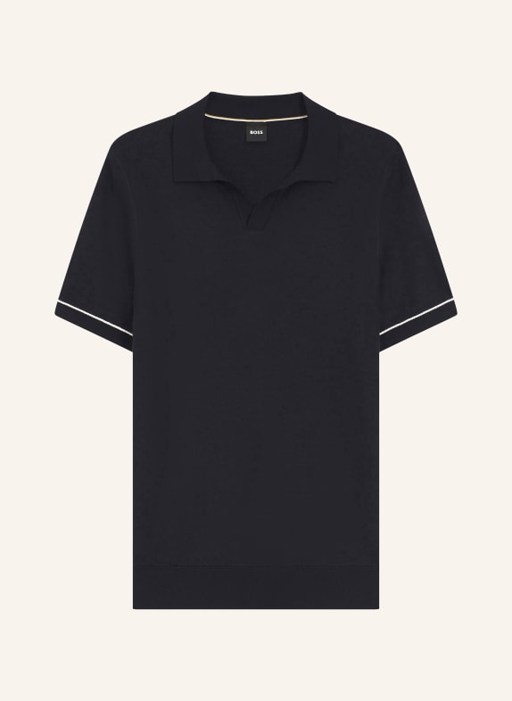 BOSS Strick-Poloshirt NARCISO DUNKELBLAU / WEISS