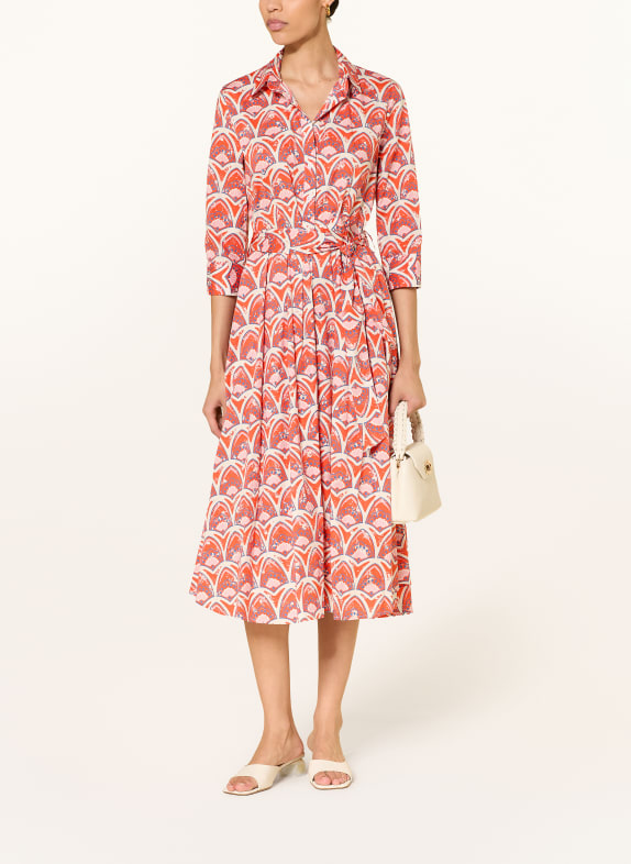 lilienfels Robe chemisier à manches 3/4 ROUGE / BEIGE / BLEU