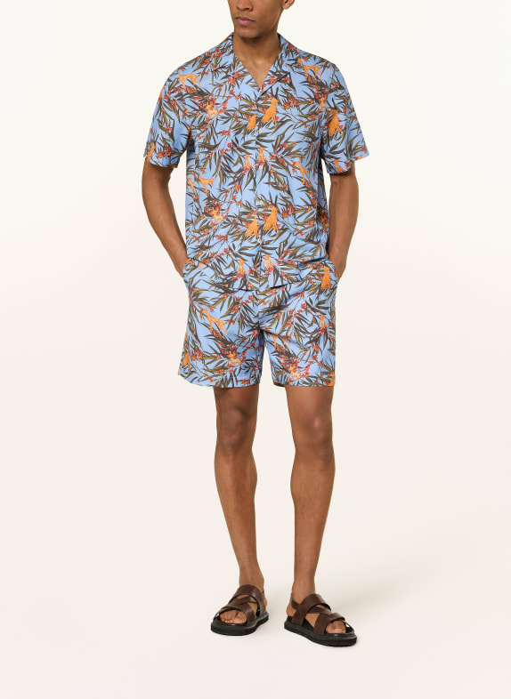ARMEDANGELS Resorthemd Comfort Fit LICHTBLAUW / ORANJE / KAKI