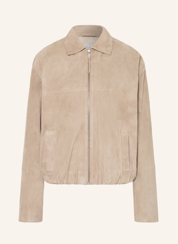 MRS & HUGS kožená bunda BÉŽOVÁ