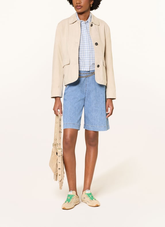 MRS & HUGS kožená bunda BÉŽOVÁ