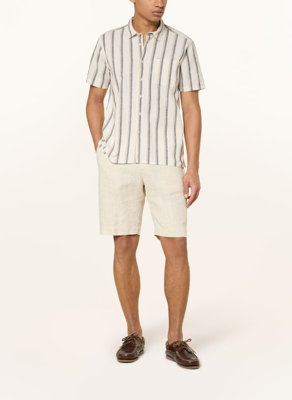 Barbour Korte mouwen overhemd BARKEND Relaxed Fit met linnen BEIGE / CAMEL / DONKERGRIJS