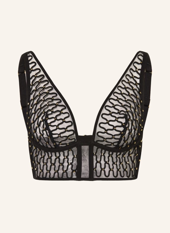 LIVY Podprsenka s ramínky TALK LATER s ozdobnými perličkami ČERNÁ / ZLATÁ