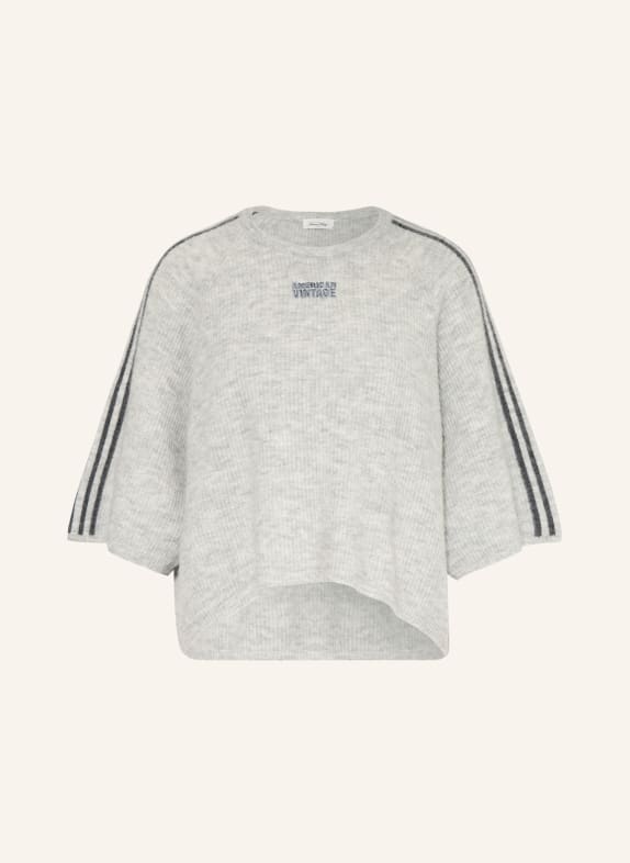 American Vintage Sweater with alpaca and 3/4 sleeves LIGHT GRAY / DARK GRAY