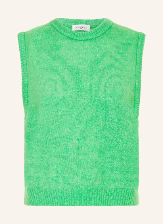American Vintage Bezrukávový svetr VITOW s alpakou NEONOVĚ ZELENÁ