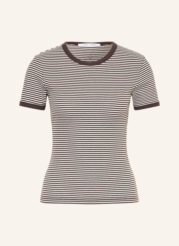 SAMSØE  SAMSØE T-shirt SALINAS MØRKEBRUN / HVID