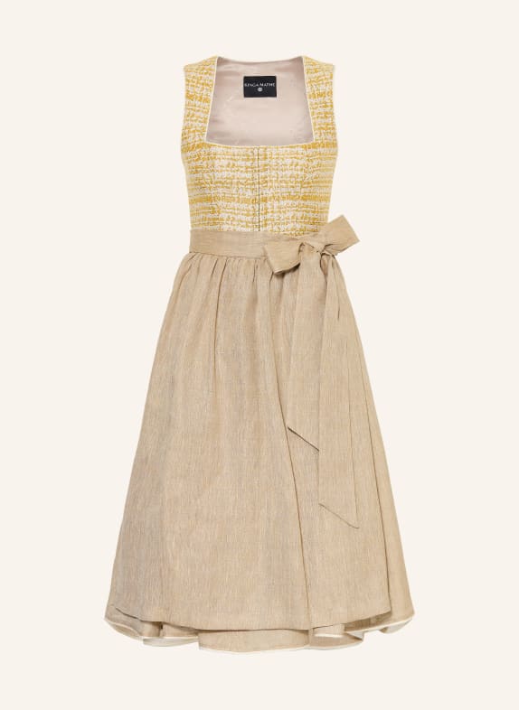 KINGA MATHE Bouclé dirndl SARANDA with glitter yarn GOLD / BEIGE