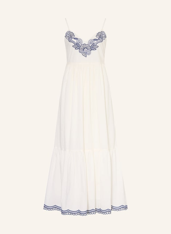 Part Two Kleid mit Rüschen WEISS / DUNKELBLAU