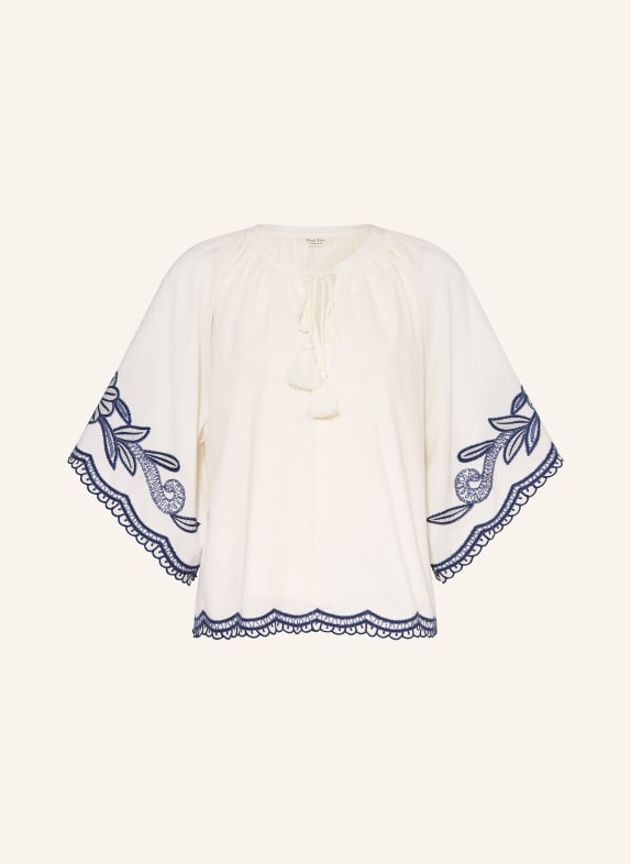 Part Two Blusenshirt mit 3/4-Arm WEISS / DUNKELBLAU