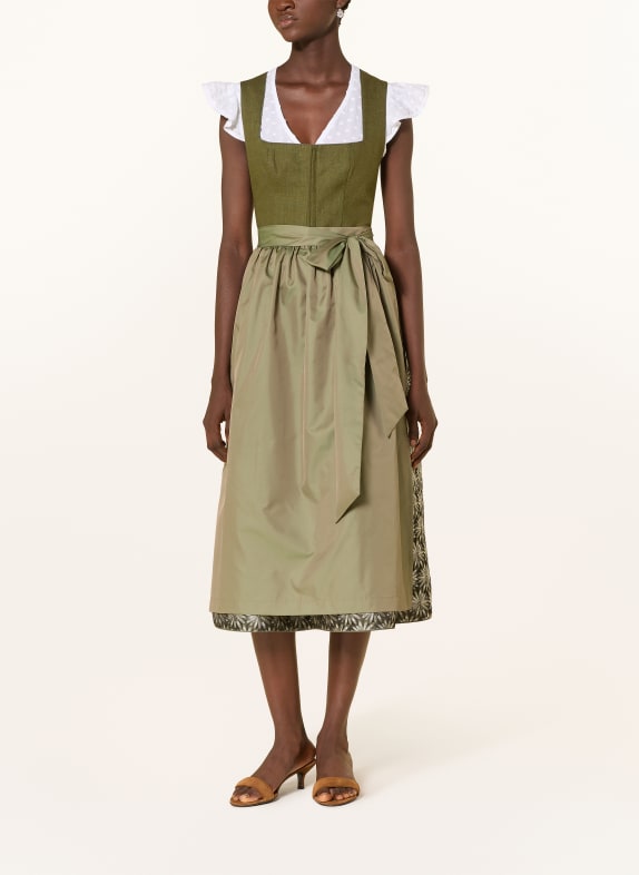 ALISSA BY KINGA MATHE Dirndl IDA aus Leinen OLIV / SILBER / KHAKI