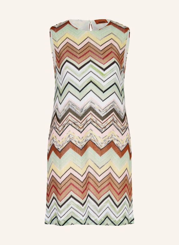 MISSONI Strickkleid MINT / BRAUN / ROSA