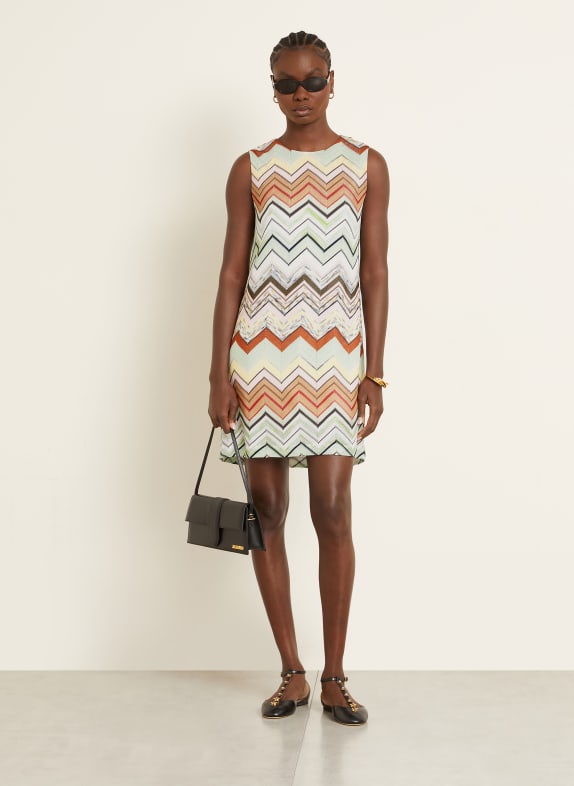 MISSONI Strickkleid MINT / BRAUN / ROSA