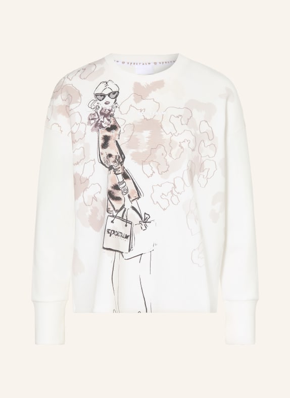 SPORTALM Mikina s plisováním  v kombinovaném materiálu KRÉMOVÁ / ČERNOŠEDÁ / ČERNÁ