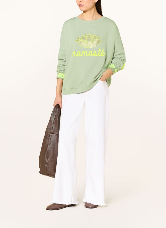 miss goodlife Hanorac cu pietre decorative VERDE DESCHIS / AUR / GALBEN NEON