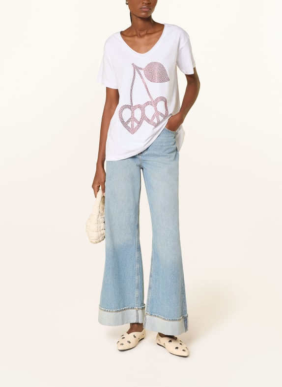 miss goodlife T-shirt met sierstenen WIT