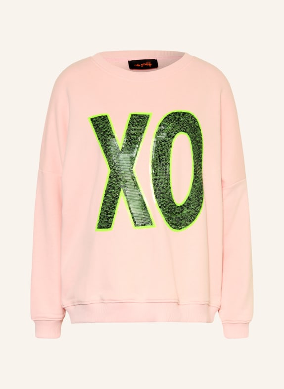miss goodlife Oversized mikina s flitry BARVA RŮŽOVÉHO ZLATA / NEONOVĚ ŽLUTÁ / TMAVĚ ZELENÁ