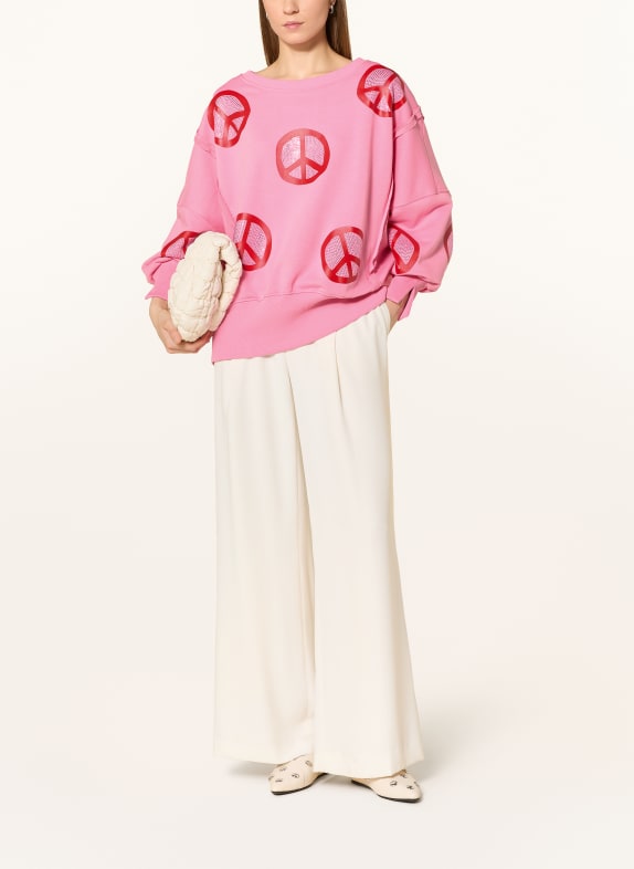 miss goodlife Sweatshirt met sierstenen ROZE / ROOD