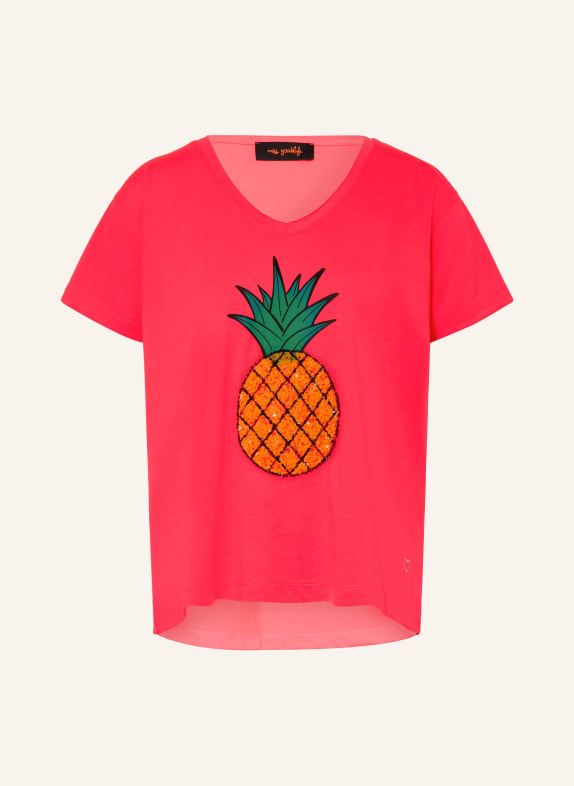 miss goodlife T-Shirt mit Pailletten NEONROSA / DUNKELGELB / PETROL