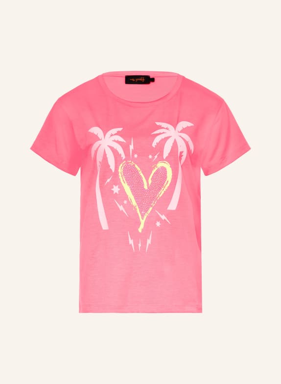 miss goodlife T-shirt with gemstones NEON PINK