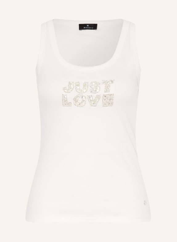 monari Top s ozdobnými kameny a flitry BÍLÁ